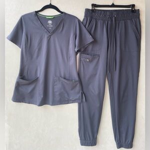 HH Works Healing Hands Women’s Charcoal Gray Scrub Set S Nurse Medical Uniform